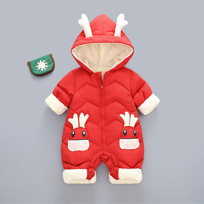 Baby Winter Snowsuit Plus Velvet Thick Baby Boys Jumpsuit 0-3 Years Newborn Romper Girl Clothes Overalls Toddler Coat